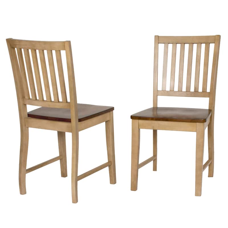 Distressed Wooden Side Chairs - 36" - Light Cream and Brown - Set of 2