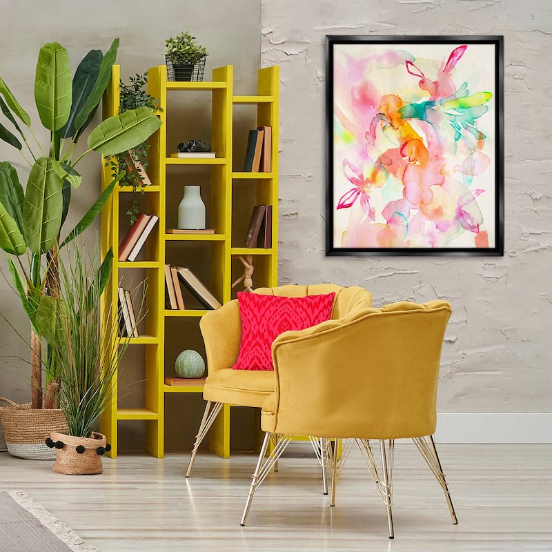 Stupell Abstract Watery Island Flowers Framed Floater Canvas Wall Art Design By Gemma Bardot