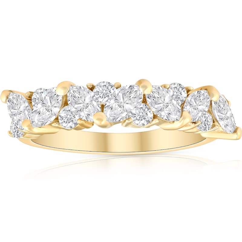14k Yellow Gold 1 1/2 ct TDW Marquise Diamond Wedding Anniversary Ring (H-I,I1-I2)