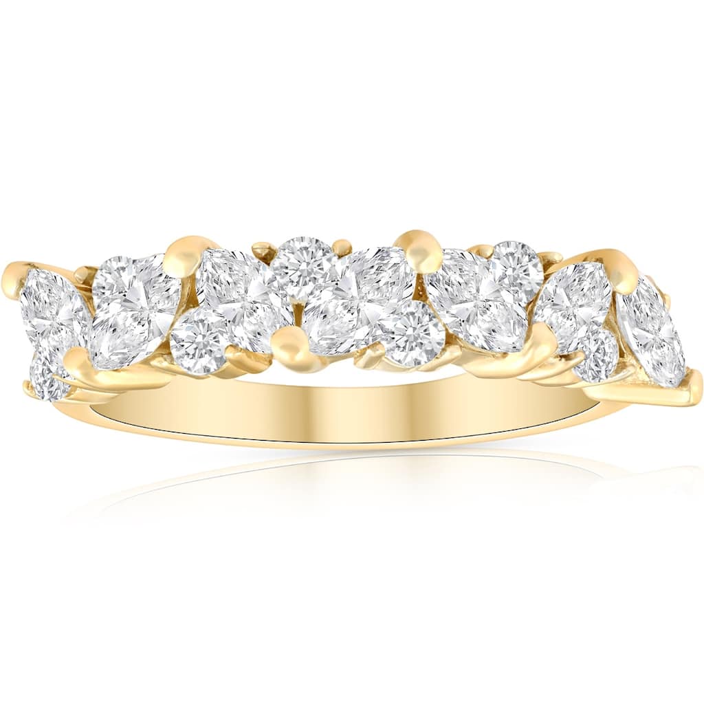 14k Yellow Gold 1 1/2 ct TDW Marquise Diamond Wedding Anniversary Ring (H-I,I1-I2)
