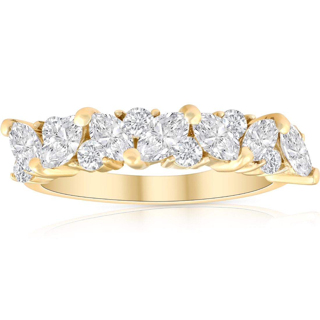Bliss Diamond 14k Yellow Gold 1 1/2 ct TDW Marquise Diamond Wedding Anniversary Ring (H-I,I1-I2)