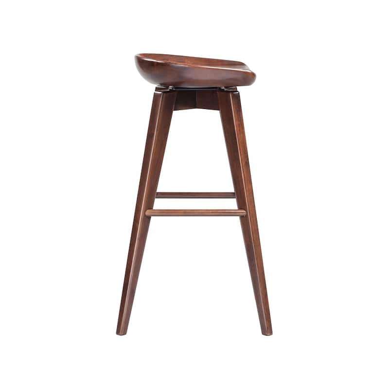 Bali Backless Wood Swivel Indoor Barstool - N/A