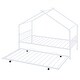 preview thumbnail 10 of 14, White Twin Size Metal House Bed with Trundle & Roof