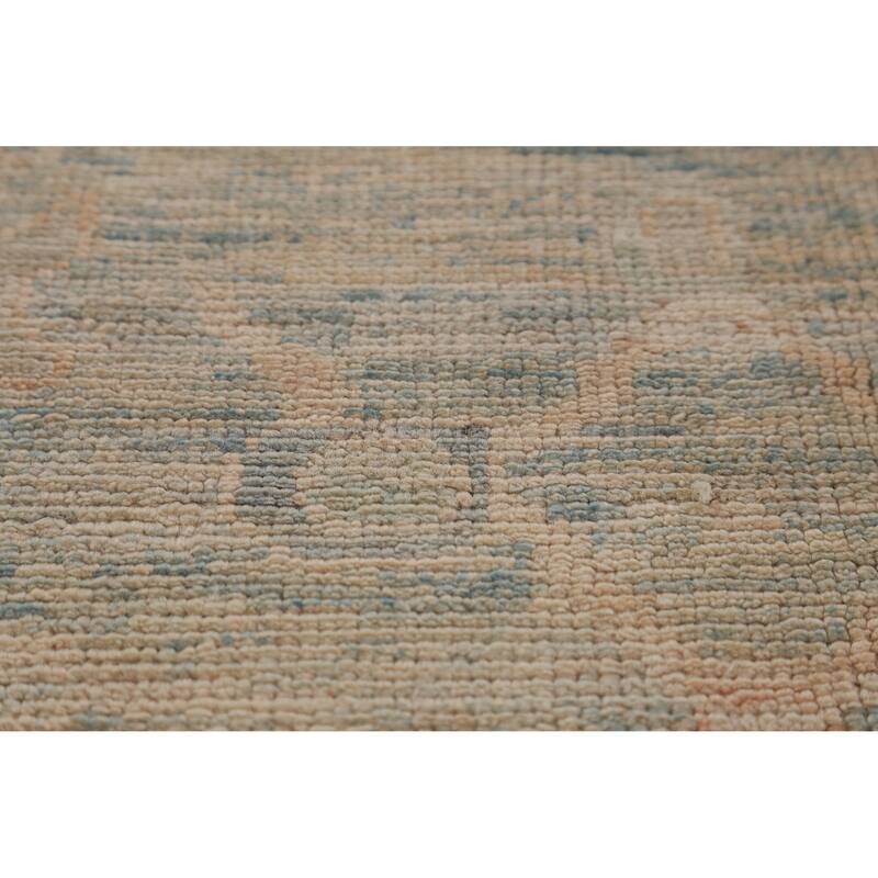 Hand Knotted Oriental 100% Wool Carpet Transitional All-Over Navy Blue & Blues Oushak Area Rug - 12' 2'' X 9' 6''