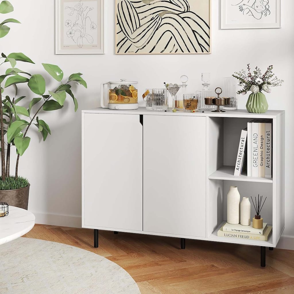 Buffet Cabinet Wooden Sideboard Anti-Toppling Device Modern Furniture