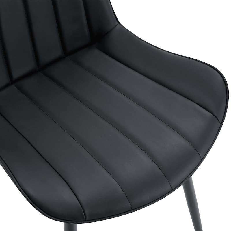 Dining Chair Set of 4, Vertical Striped Backrest Dining Chair with Metal Legs Leisure Chair for Dining Room kitchen
