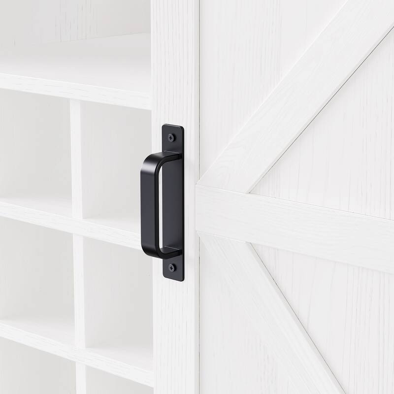 47.25'' Farmhosue Pantry Bar Cabinet in White Oak with Hutch,Power Outlet,Pegboard,Wine & Glasses Rack and 3 Drawers