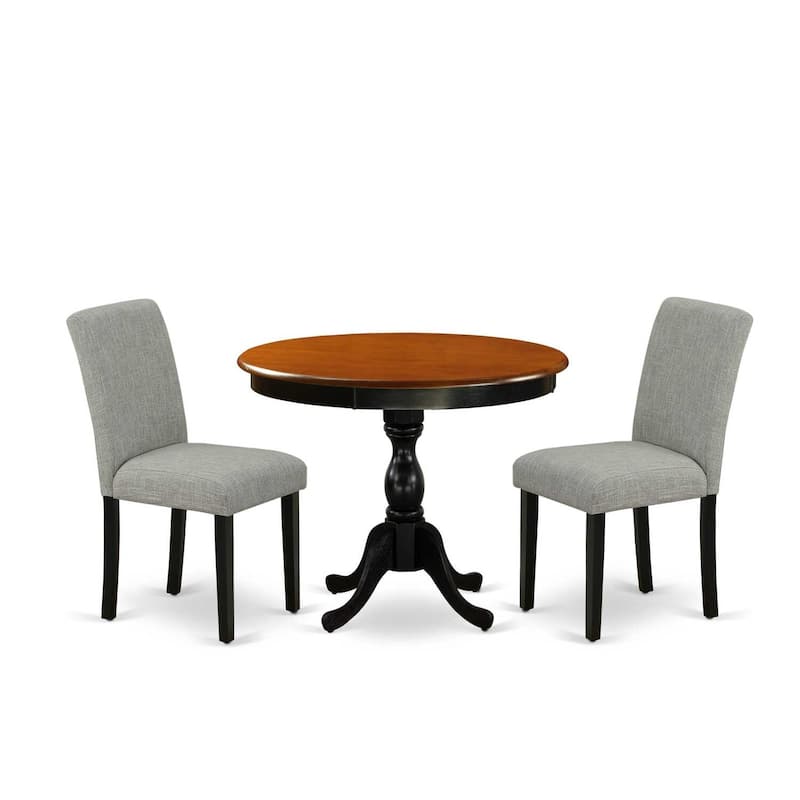 Round Dining Table Set with 2 Chairs - Modern 3 Piece Kitchen Dinette Set - Black Finish