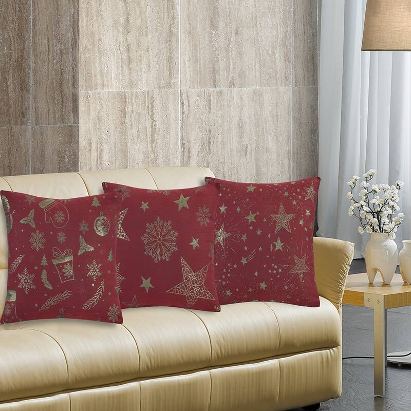 Violet Linen Seasonal Xmas Christmas Holiday Glamours Pattern, 18 Inch x 18 Inch, Square, Decorative Accent Throw Pillow