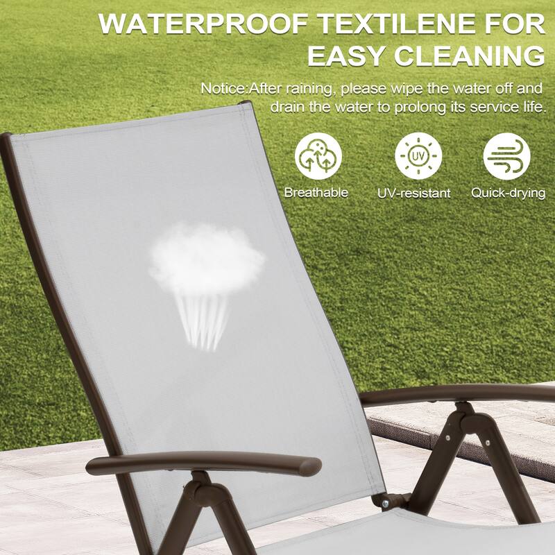 Outdoor Aluminum Folding Recliner Adjustable Chaise Lounge Chairs - See Picture