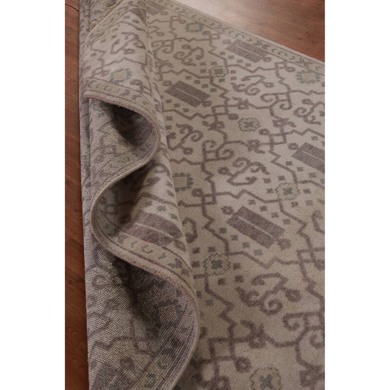 Hand Knotted Oriental 100% Wool Carpet Traditional All-Over Beige & Ivories Heriz (serapi) Area Rug - 8' 10'' X 5' 11''