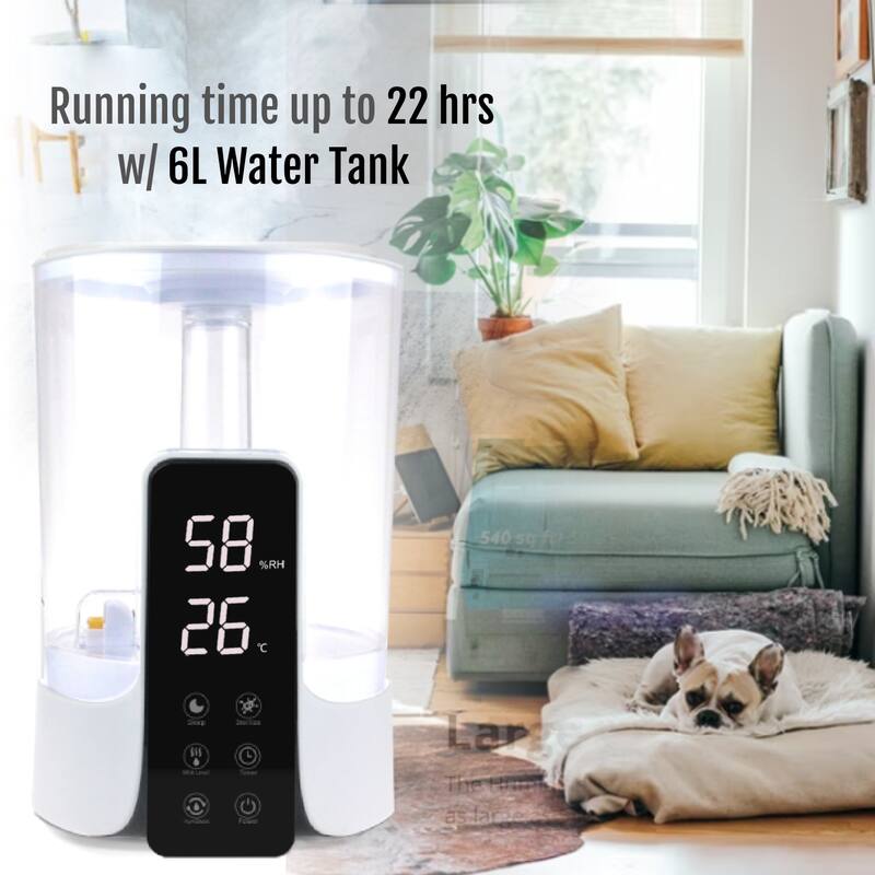 1.6 Gal. Warm & Cool Mist Top Fill Ultrasonic Smart Wifi Humidifier