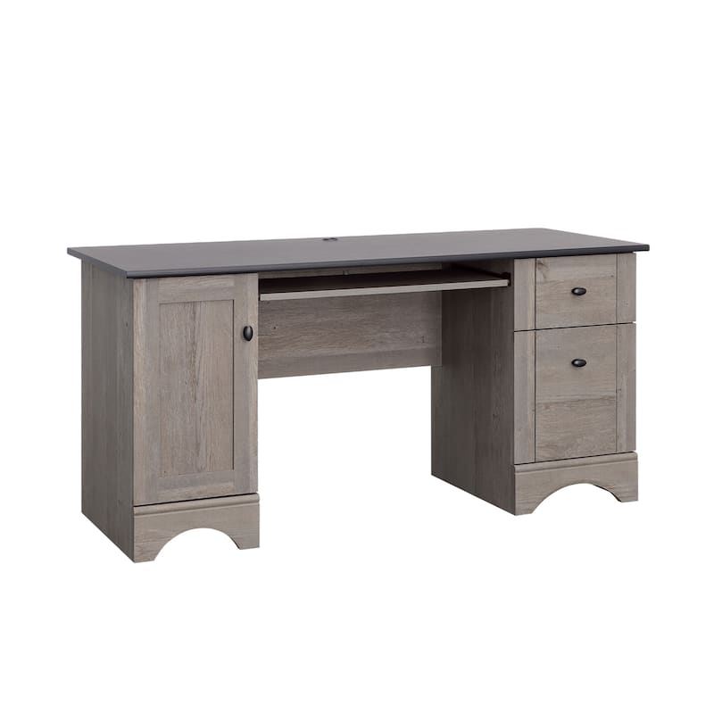 Anmytek Gray Oak Home Office Desk with Two Drawers Rustic Study Desk - Brown