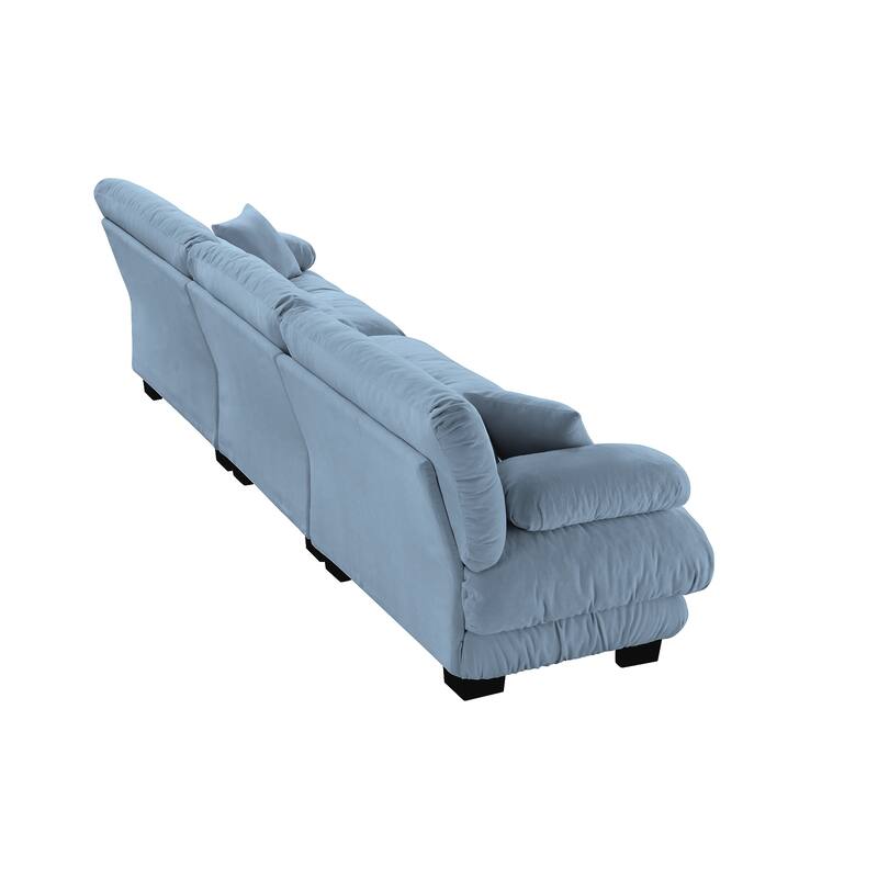 Roomfitters 3-Seater Modular Chenille Sofa, Deep Seat Cloud Couch with Round Bolster Armrests