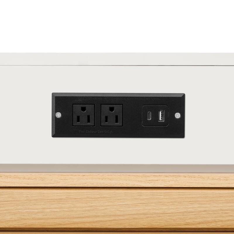 Extendable Kitchen Island Dining Table with Power Outlet, Rolling Sideboard with Folding Tabletop & Drawers