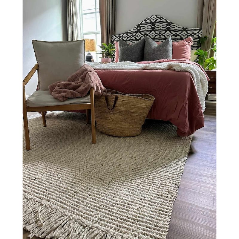 Hauteloom Senneterre Jute Living Room, Bedroom Area Rug - Cream - 12' x 15'