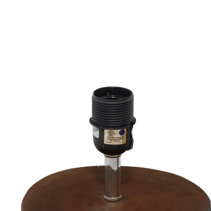 Dark Brown Wood Room Table Lamp with Jute Shade