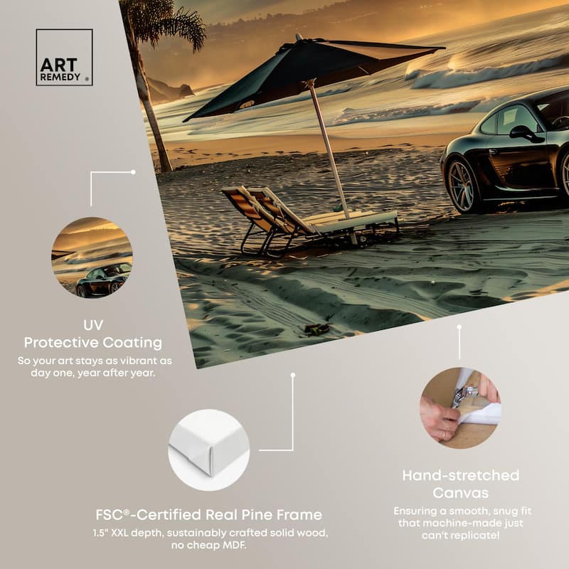 Lovely Sunset Beach Drive Canvas by Art Remedy, Gallery Wrapped