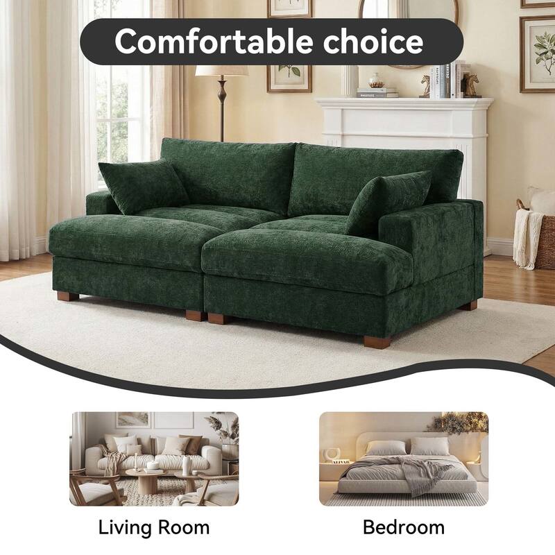 82.5"W Chenille Upholstered Sectional Modular Sofa With Chaise