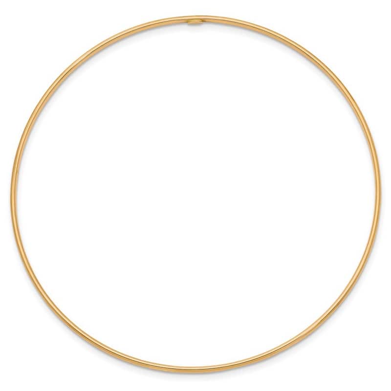Curata 14k Yellow Gold 8" 1.5" Polished Thin Slip-on Stackable Bangle Bracelet