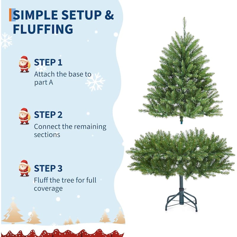 Prelit 4.5FT, Christmas Tree with 200 Lights 8 Modes Lights, Foldable Stand, On/Off Foot Pedal