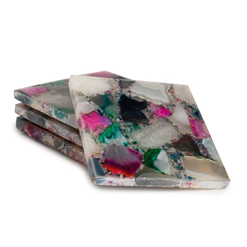 Set of 4 Mixed Agate Coasters - Mixed