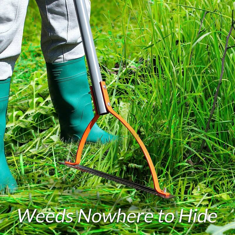 WaLensee Weed Grass Cutter with Serrated Double-edged Sharp Blade Manual Grass Whip with 30 Inch Steel Handle