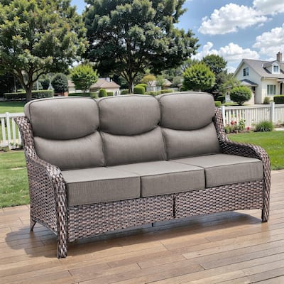 Outdoor Sofa PE Rattan Patio Sofa - 3-Seat Sofa