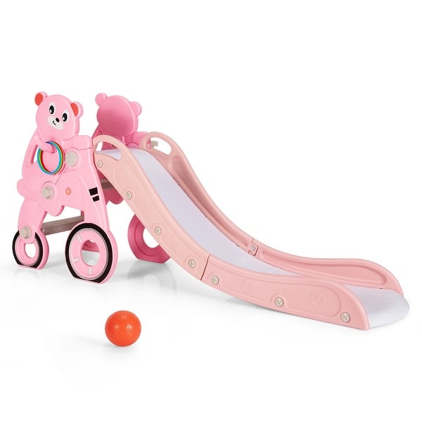 slide 2 of 14, Costway 4 in 1 Foldable Baby Slide Toddler Climber Slide PlaySet w/ - See details Pink - Swing Set - 2-4 Years - See details