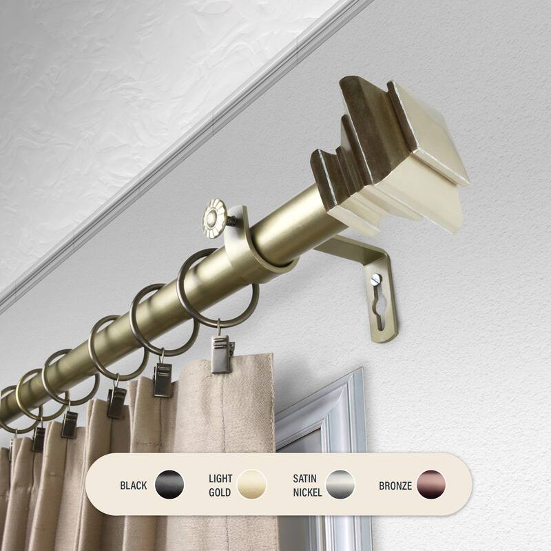 InStyleDesign Tild 1 inch Diameter Adjustable Curtain Rod - 66 to 120 inches - Light Gold