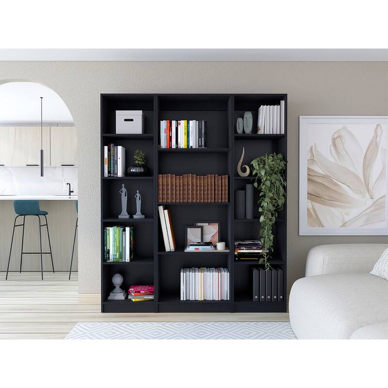 Kenyon 60" Wide 4-Shelf Bookcase Set of 3 - Black