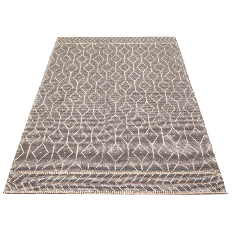 ECARPETGALLERY Braid weave Sienna Grey Wool Rug - 6'0 x 9'3