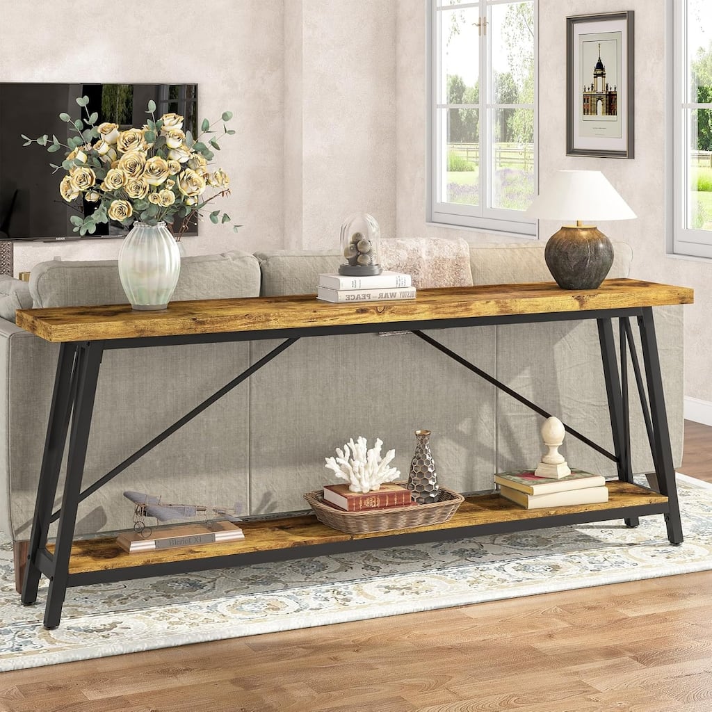 70.9" Extra Long Sofa Table Behind Couch, Industrial Entry Console Table for Hallway, Entryway & Living Room