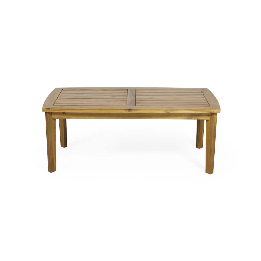 Solano Acacia Wood Outdoor Rectangular Coffee Table by Christopher Knight Home