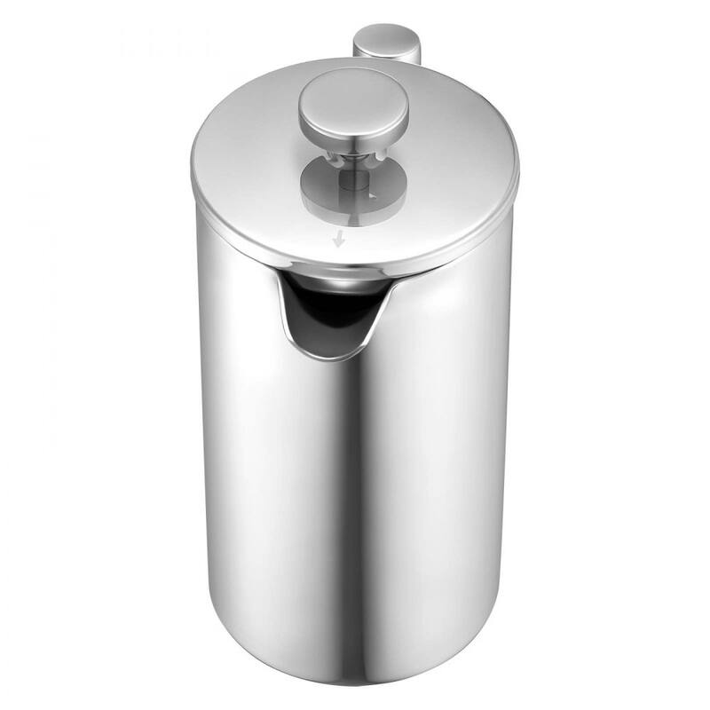 Silver Stainless Steel French Press Coffee Maker Portable