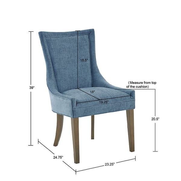 dimension image slide 0 of 4, Madison Park Signature Ultra Upholstered Dining Side Chairs With Wood Legs (Set of 2)