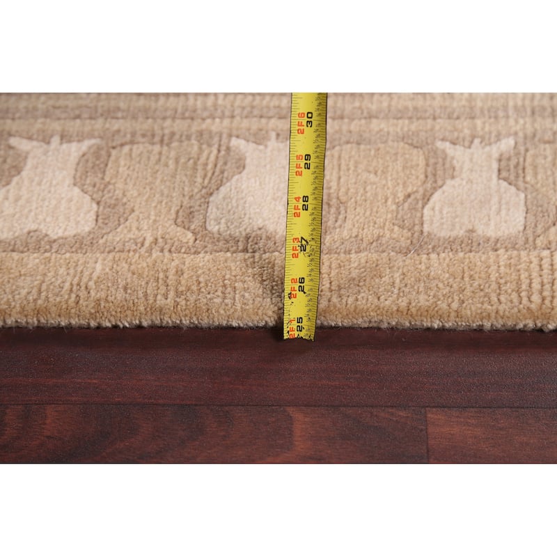 Vegetable Dye Nepalese Abstract Oriental Area Rug Handmade Wool Carpet - 6'3" x 9'4"