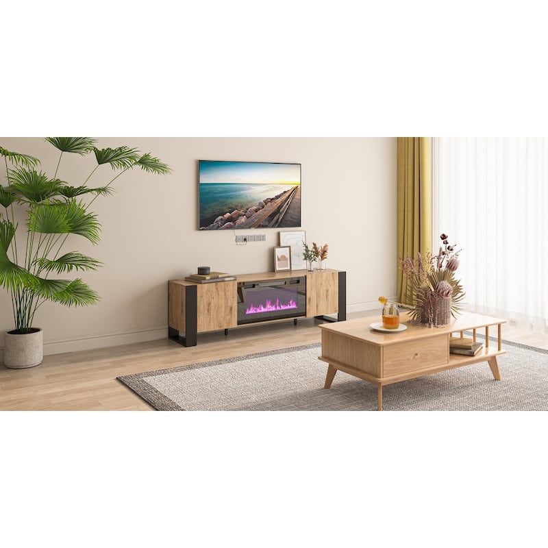 Living Room Essential: 68.9" TV Stand Optional Electric Fire Feature
