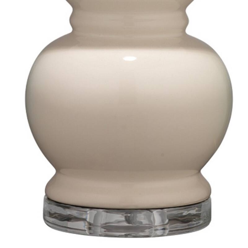 Table Lamp with Stacked Bellied Design Ceramic Base, Cream