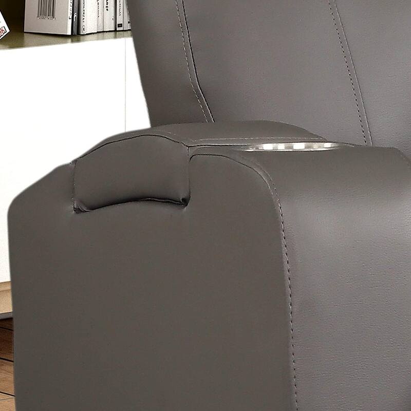 Modern Terry Collection, Upholstered Faux Leather with Electric Power Recliner Chair,Grey