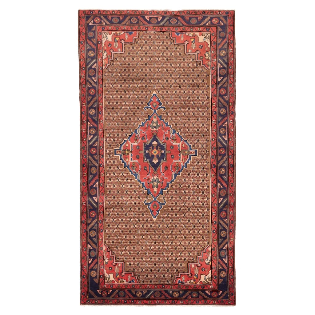 ECARPETGALLERY Hand-knotted Anatolian Vintage Brown Wool Rug - 4'10 x 9'2