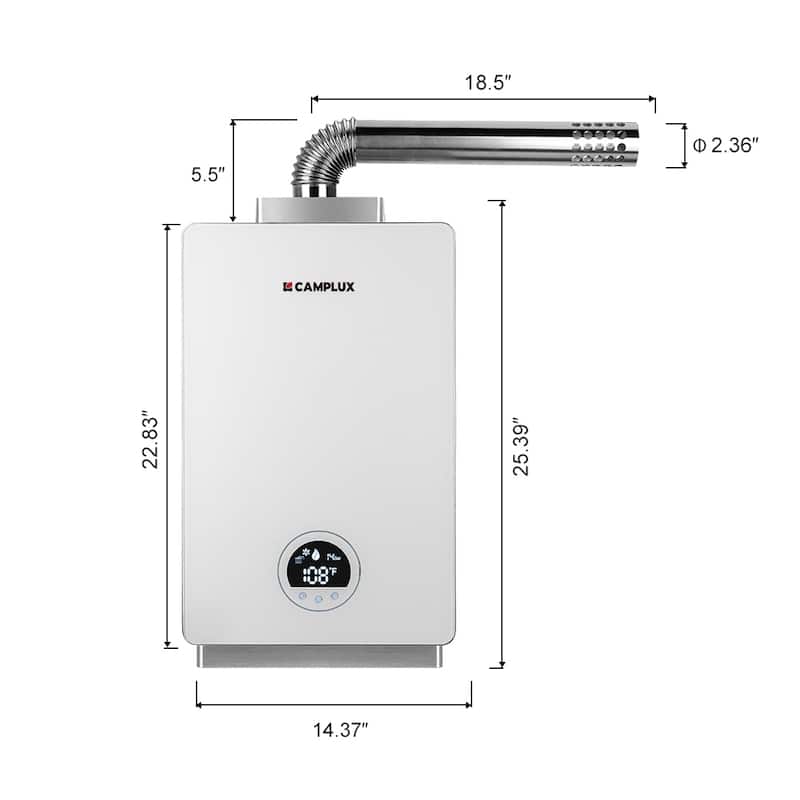 CAMPLUX 3.18 GPM 82,000 BTU Indoor Propane Tankless Water Heater, White