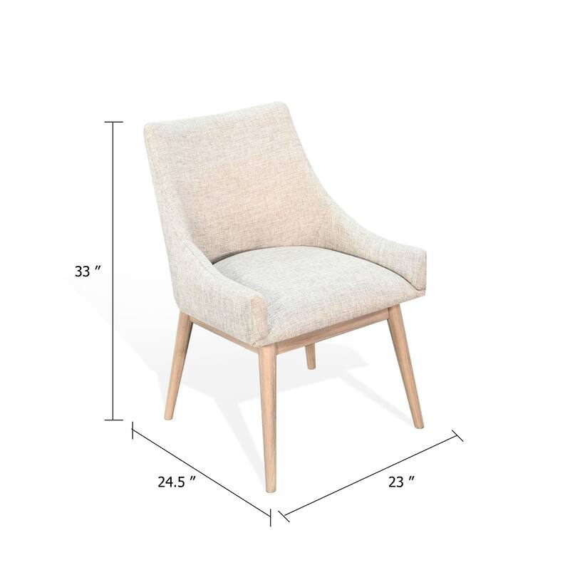 Livvy Low Back Dining Chair Set of 2, Light Gray Fabric, Wheat Brown Wood