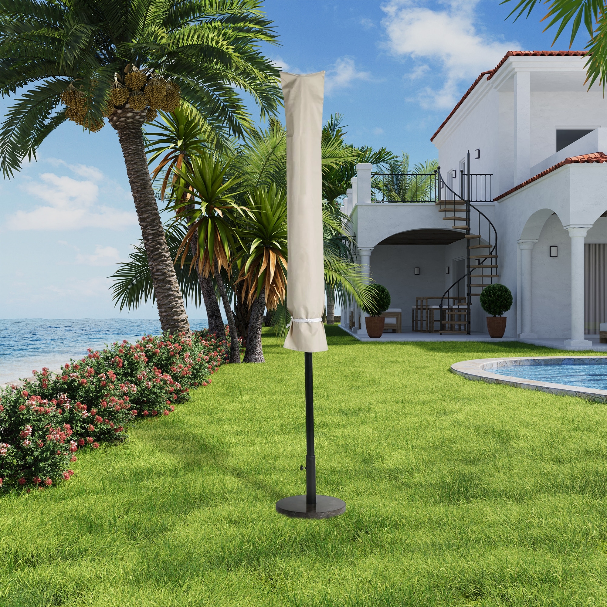 green patio umbrella covers 9ft Market 6 Rib Replacement Canopy Sage The front mesh vent allows for air to travel through the cover Clihome Patio Umbrella Covers for