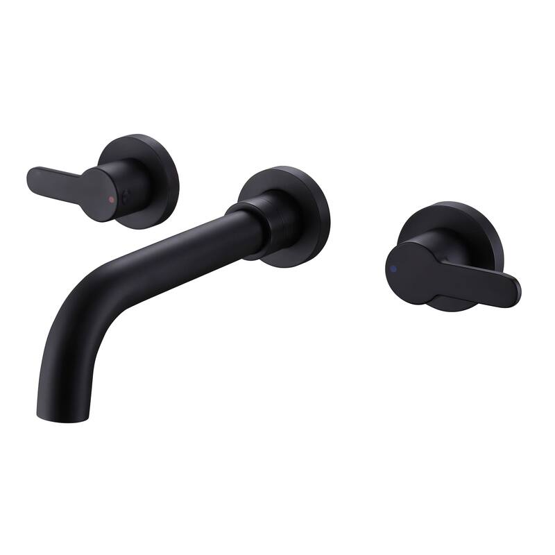 Wall Mount Bathroom Faucet 3 Holes Matte Black Bathroom Sink Faucet 2 Handle Modern Basin Vanity Taps With Valve