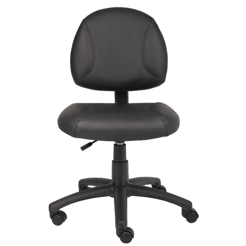 Wen Swivel Posture Chair, Black Faux Leather Back & Waterfall Seat