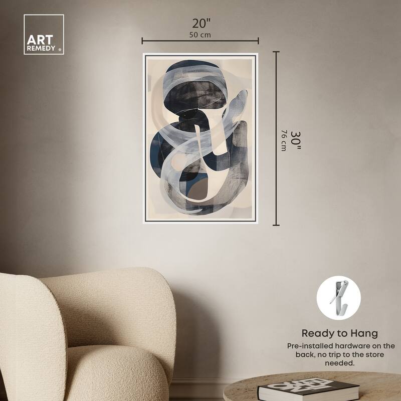 Art Remedy Slither Framed Abstract Shapes 1 Piece Canvas Wall Art