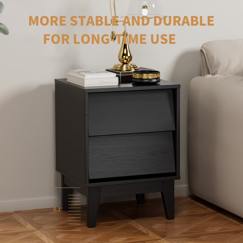 Anmytek 2 - Set Nightstands with Vintage - style & Bevel Design