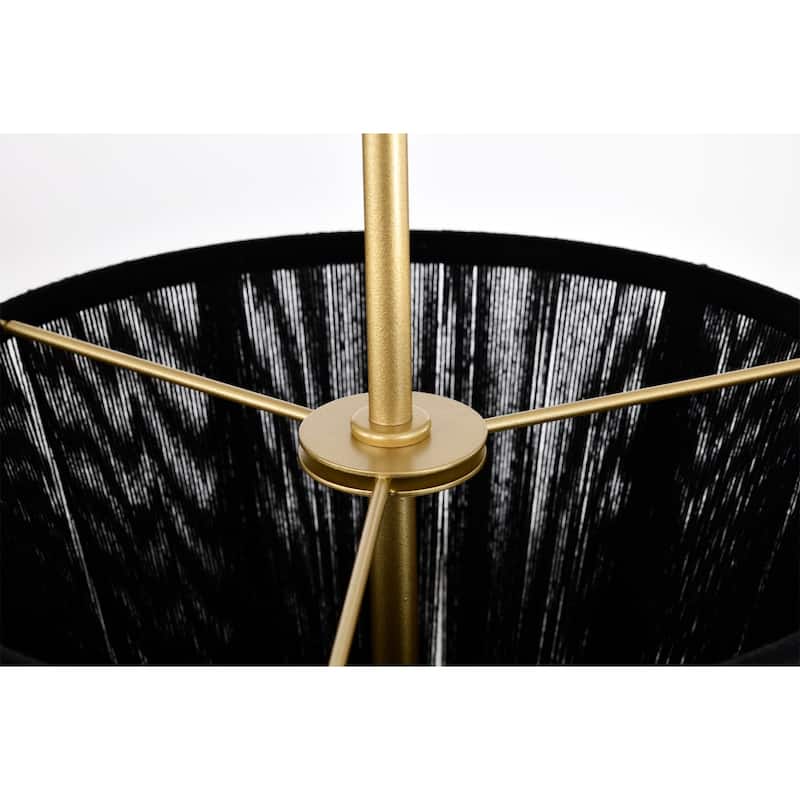 Agatha 12 Inch Classic Black Rope Gold Pendant with 1 Light