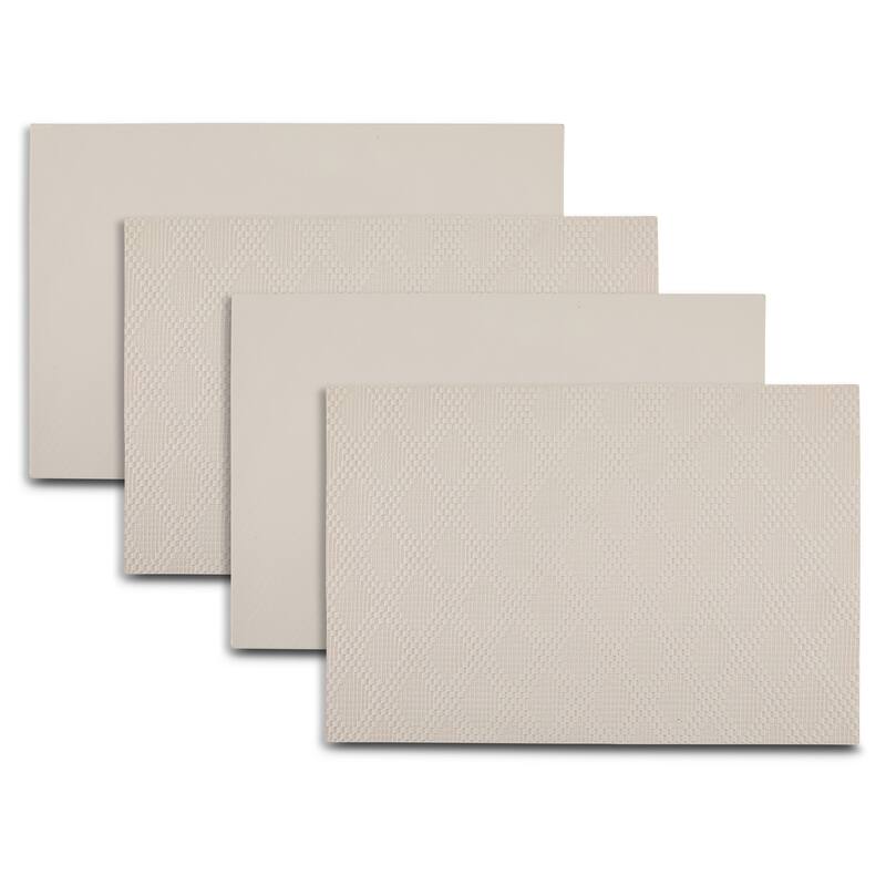 Dainty Home Basel Premium Vegan Leather Reversible 2 Pattern Rectangular Placemat Set Of 4 - Bone